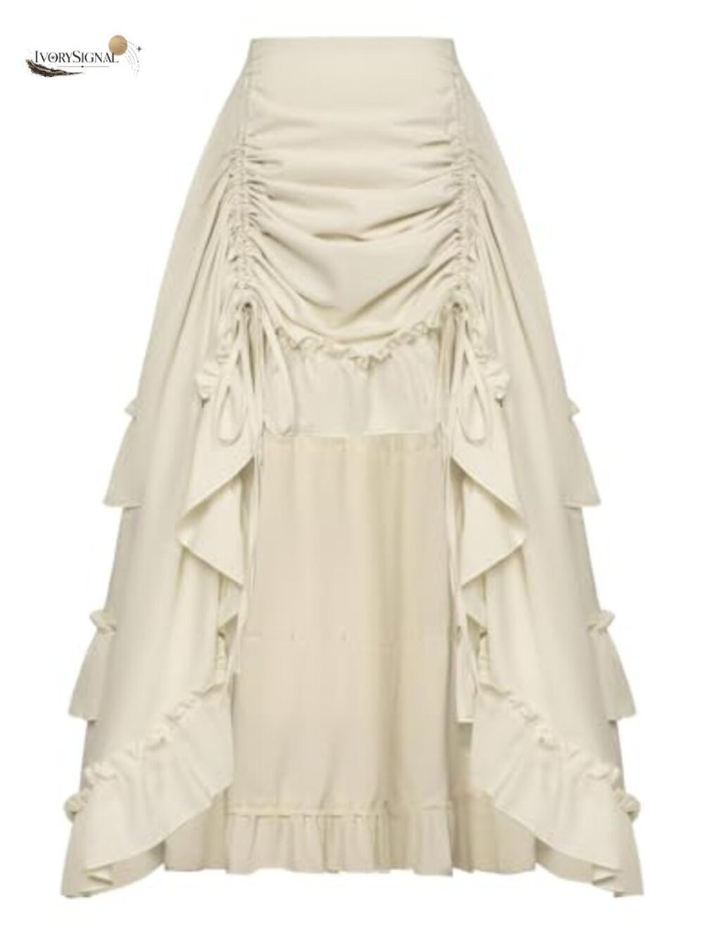 Renaissance Pirate High-Low Maxi Skirt Whimsical Ruffle Gothic Festival